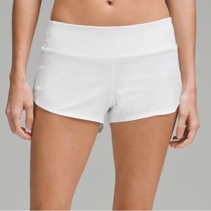 Lululemon White Speed Up Low-Rise Lined Shorts 2.5